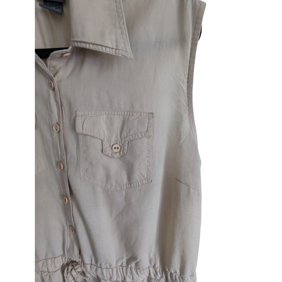 Dots Women's Plus Size 2X Sleeveless Button Down Tan Dress - Picture 10 of 12